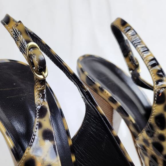 Giuseppe Zanotti Mob Wife Cheetah Print Patent Leather Peep Toe Heels US 7 EU 37 - Picture 6 of 12